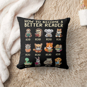 How to Become a Better Reader Book Funny Animals Cushion