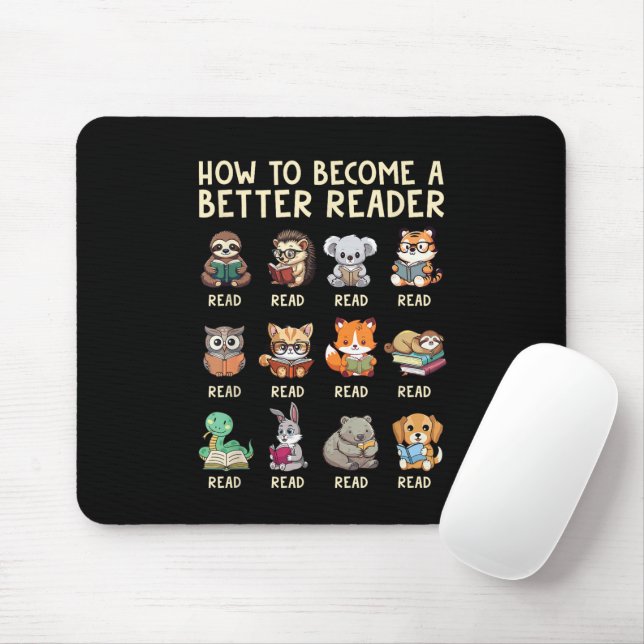 How to Become a Better Reader Book Funny Animals  Mouse Mat (With Mouse)