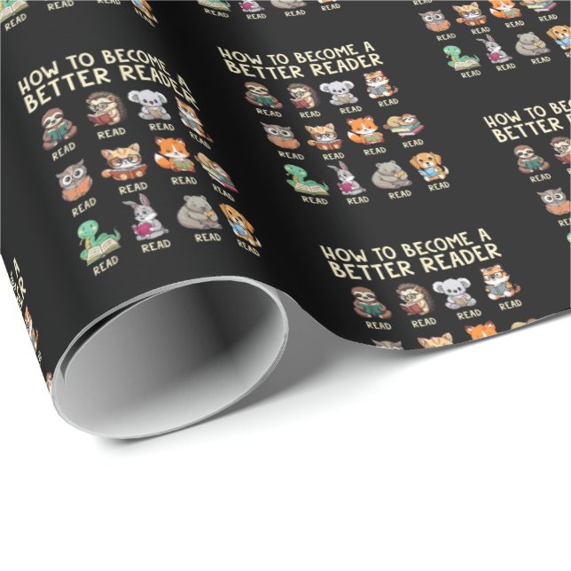 How to Become a Better Reader Book Funny Animals  Wrapping Paper (Roll Corner)