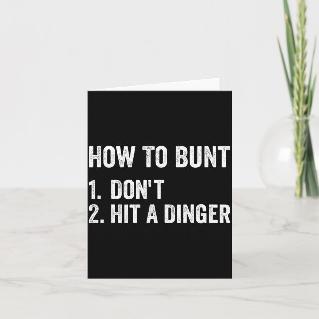 How To Bunt Don't Hit A Dinger Funny Baseball Soft Card (Front)