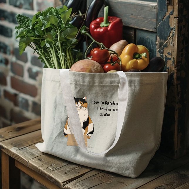 How to Catch a Cat Large Tote Bag (Creator Uploaded)