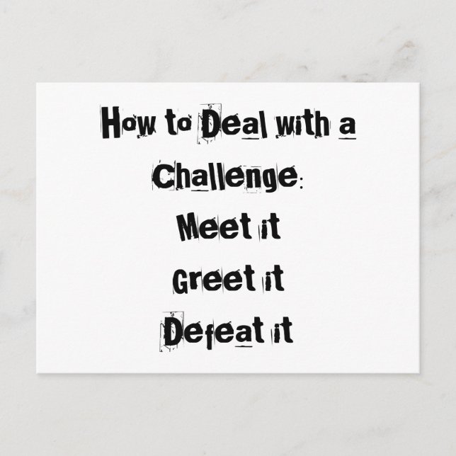 How to Deal with a Challenge Motivational Postcard (Front)