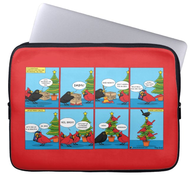How to Decorate a Christmas Tree Comic Laptop Sleeve (Front)