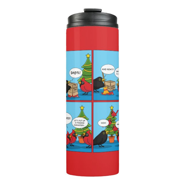How to Decorate a Christmas Tree Comic Thermal Tumbler (Front)