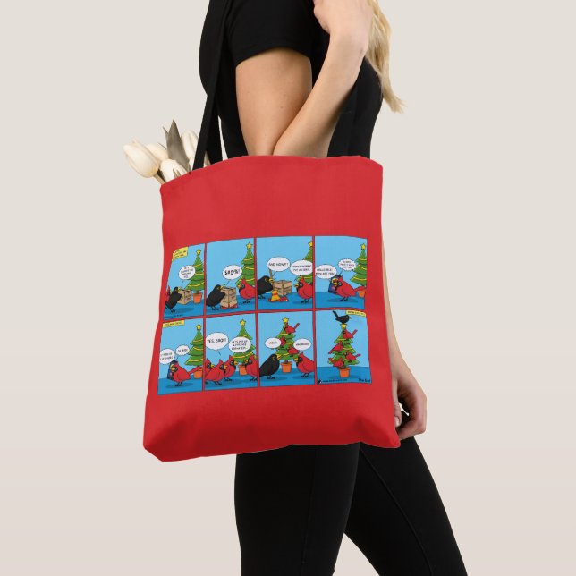 How to Decorate a Christmas Tree Comic Tote Bag (Close Up)