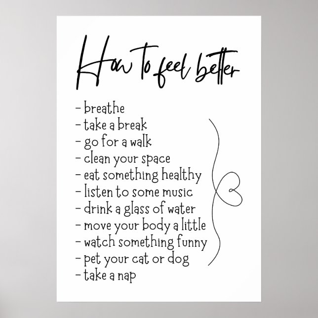 How To Feel Better - Simple Tips for Wellbeing Poster (Front)