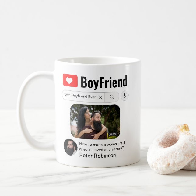 How to Funny Best Boyfriend Ever Video Search Coffee Mug (With Donut)