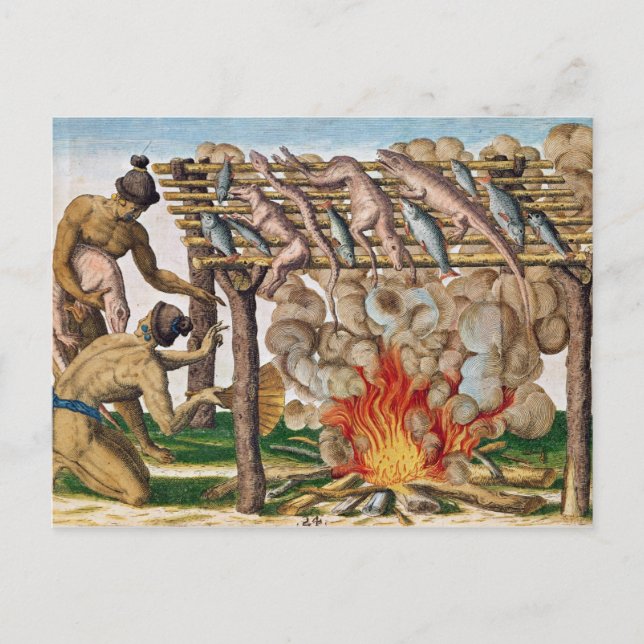 How to grill animals, from 'Brevis Narratio' Postcard (Front)