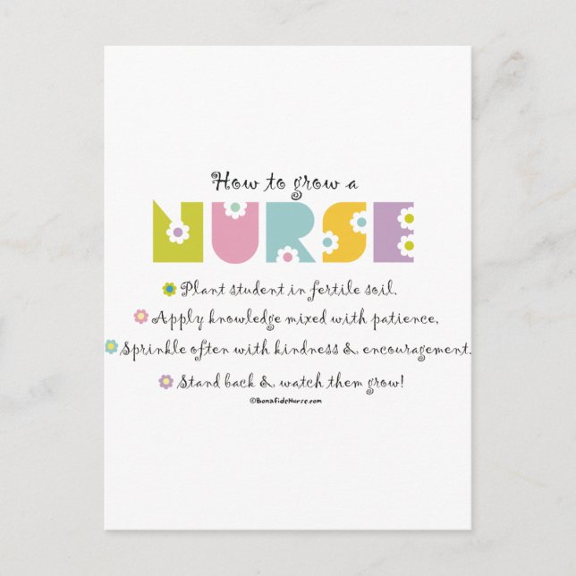 How to grow a Nurse Postcard (Front)