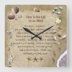 How to live Life on an Island (also in round) Square Wall Clock