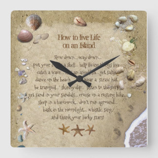How to live Life on an Island (also in round) Square Wall Clock