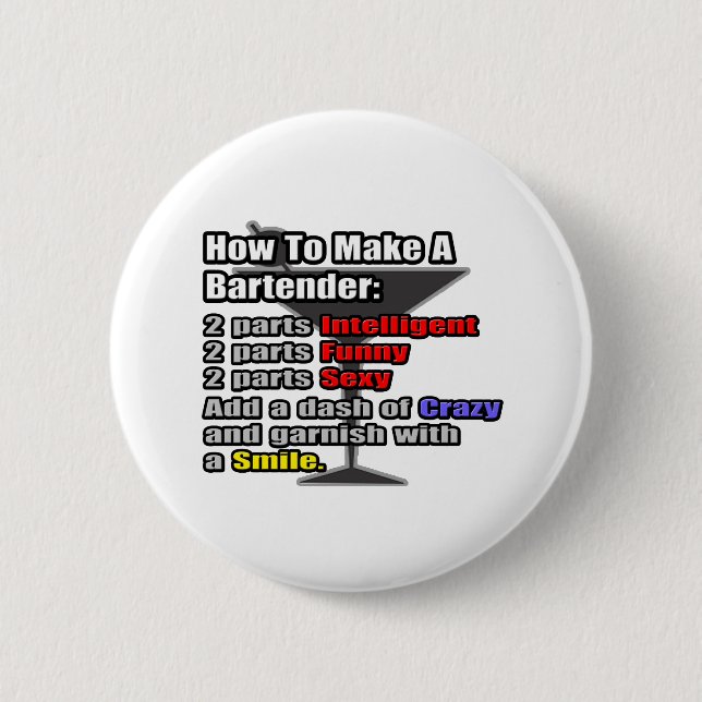How to Make a Bartender 6 Cm Round Badge (Front)