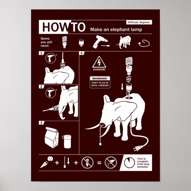 How To: Make an elephant lamp Poster (Front)