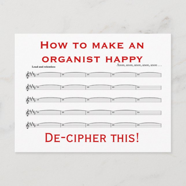 How to make an organist happy postcard (Front)
