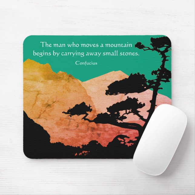 How to Move a Mountain Confucius Philosophy Quote Mouse Mat (With Mouse)