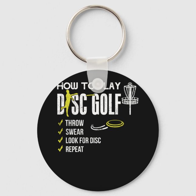 How To Play Disc Golf Frisbee Disc Humour Disc Key Ring (Front)