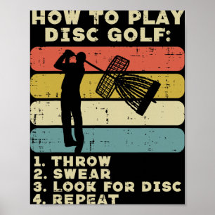 How To Play Disc Golf Sunset Retro Frisbee Golfing Poster