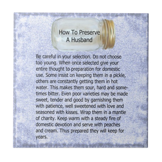 HOW TO PRESERVE A HUSBAND--TILE TILE (Front)