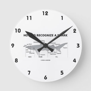 How To Recognise A Shark (Biology Humour) Round Clock