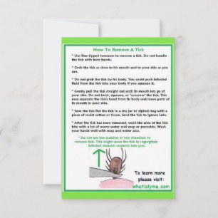 How to Remove a Tick Instructions Card for Lyme