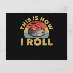 How to roll curling player fan winter sports curle postcard