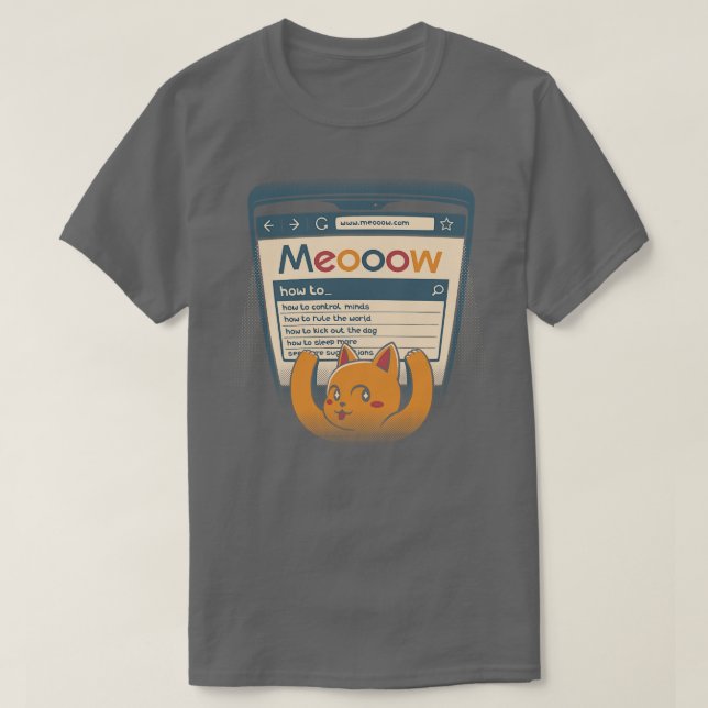 How To Rule The World Cat Using a Computer by Tobe T-Shirt (Design Front)