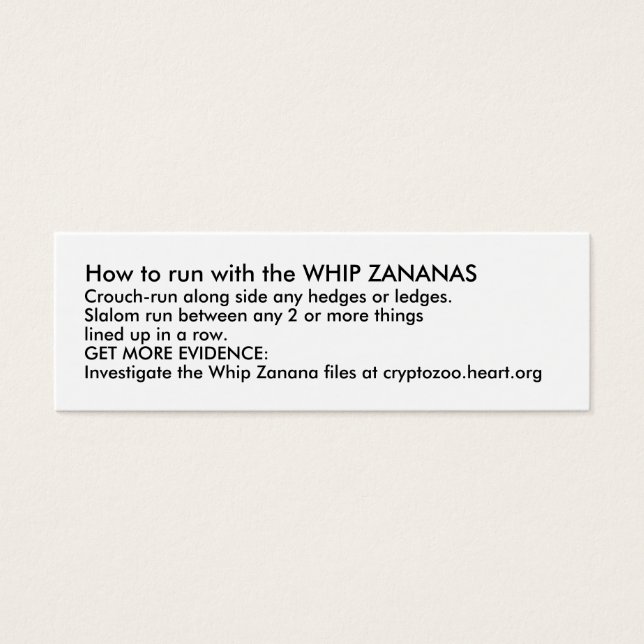 How to run with the WHIP ZANANAS (Front)