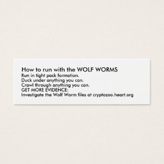 How to run with the WOLF WORMS