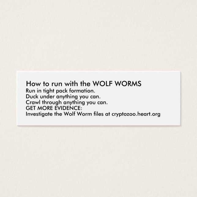 How to run with the WOLF WORMS (Front)