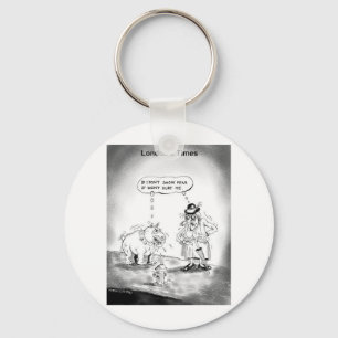 How To Scare A Big Dog Funny Cartoon Gifts & Tees Key Ring