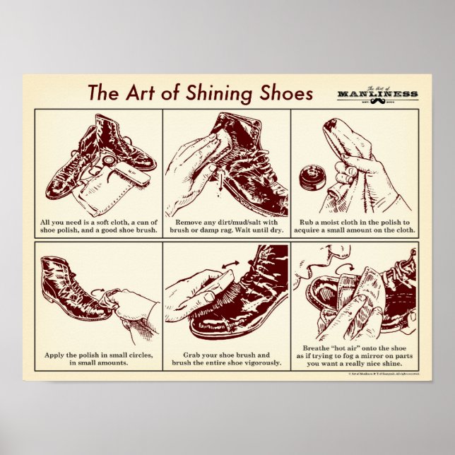 How to Shine Your Shoes Illustrated Guide Poster (Front)