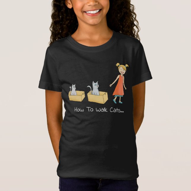 How to Walk a Cat Funny Dark T-Shirt (Front)