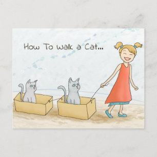 How to Walk a Cat Funny Postcard