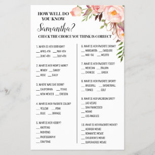 How well do you know Bride Bridal Shower Game card