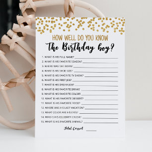 How well do you know the Birthday boy Game Card