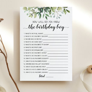 How well do you know the Birthday boy Game Card