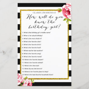 How well do you know the birthday girl Game