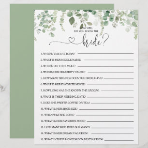 How Well Do You Know the Bride Bridal Shower Game