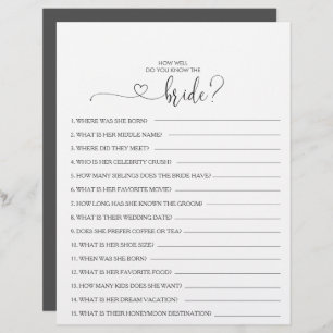 How Well Do You Know the Bride Bridal Shower Game