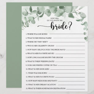 How Well Do You Know the Bride Bridal Shower Game