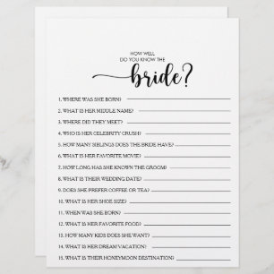 How Well Do You Know the Bride Bridal Shower Game