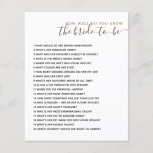 How Well Do you Know The Bride Bridal Shower Game