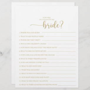 How Well Do You Know the Bride Bridal Shower Game