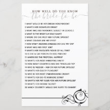 How Well Do you Know The Bride Bridal Shower Game