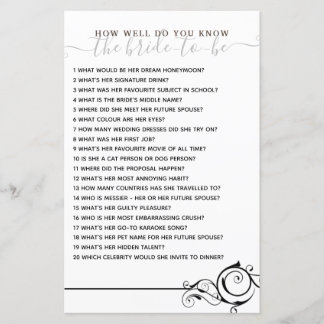 How Well Do you Know The Bride Bridal Shower Game