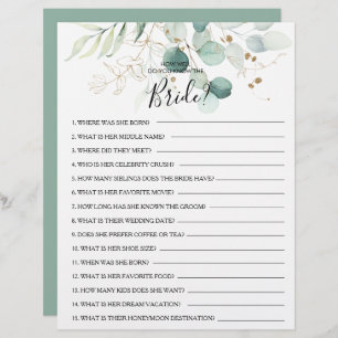How Well Do You Know the Bride Bridal Shower Game