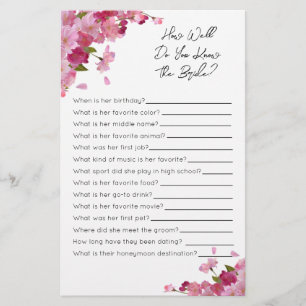 How Well Do You Know The Bride- Bridal Shower Game