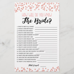 How well do you know the Bride Bridal Shower game