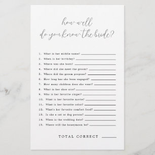 How Well Do You Know The Bride Bridal Shower Game