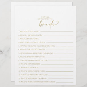 How Well Do You Know the Bride Bridal Shower Game